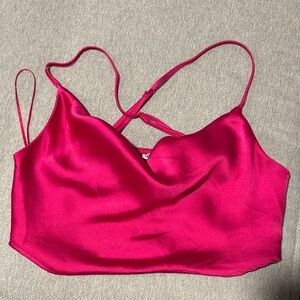 Satin Pink Strappy Crop Top